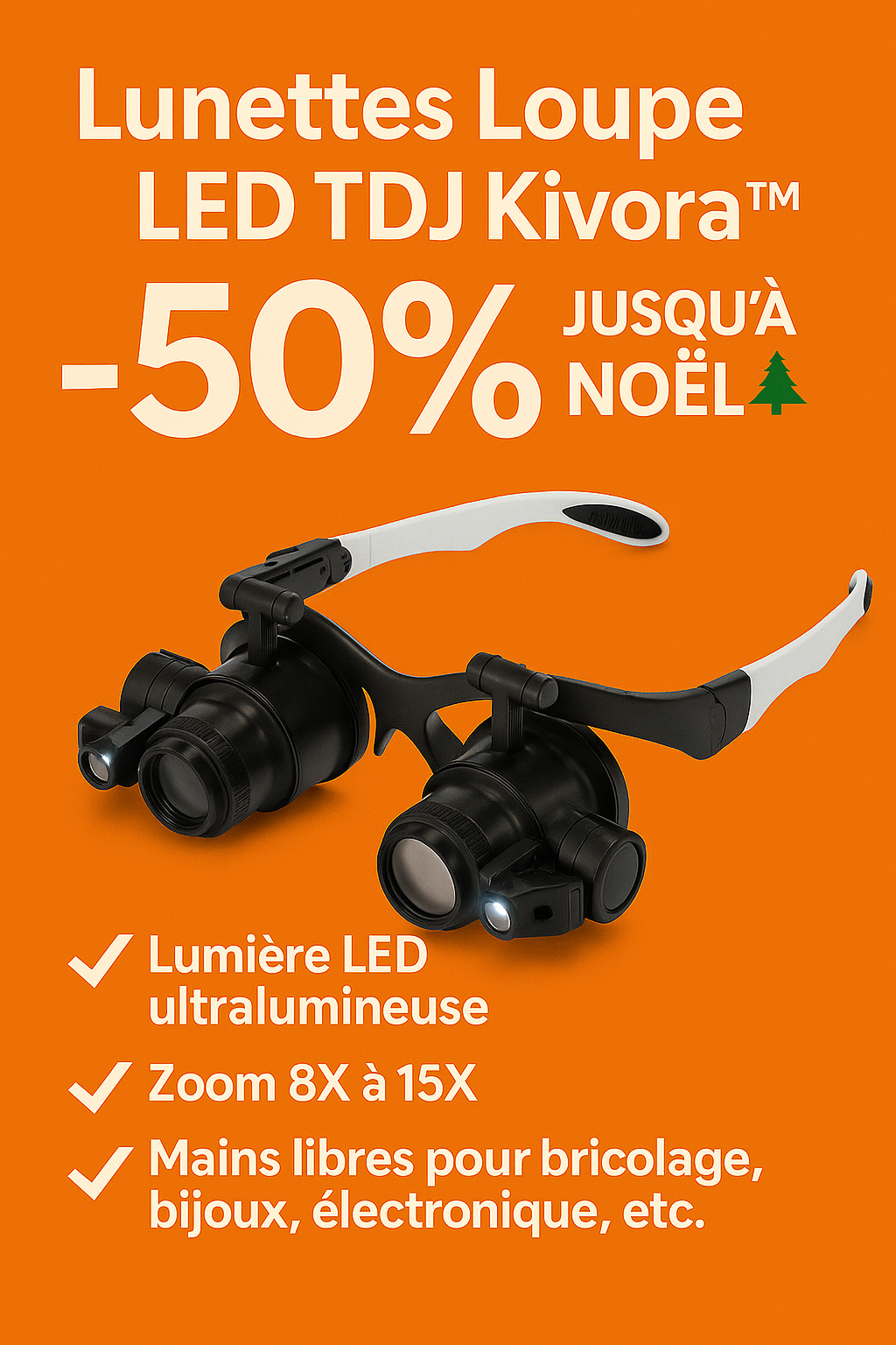 TDJ Kivora™ – Lunettes Loupe LED 8X de Précision
