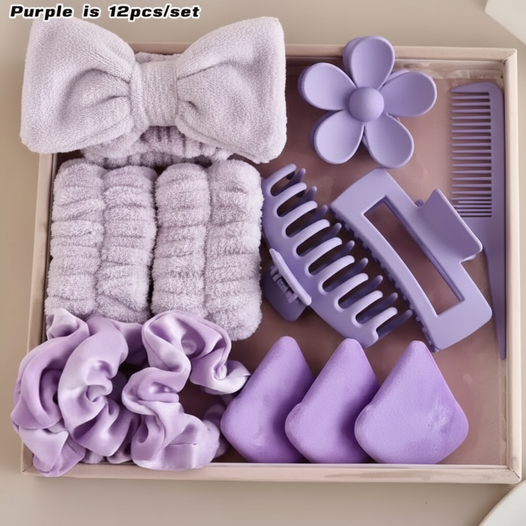 Kit Accessoires Capillaires 12 Pièces TDJ Kivora™ – Routine Beauté & SPA Maison