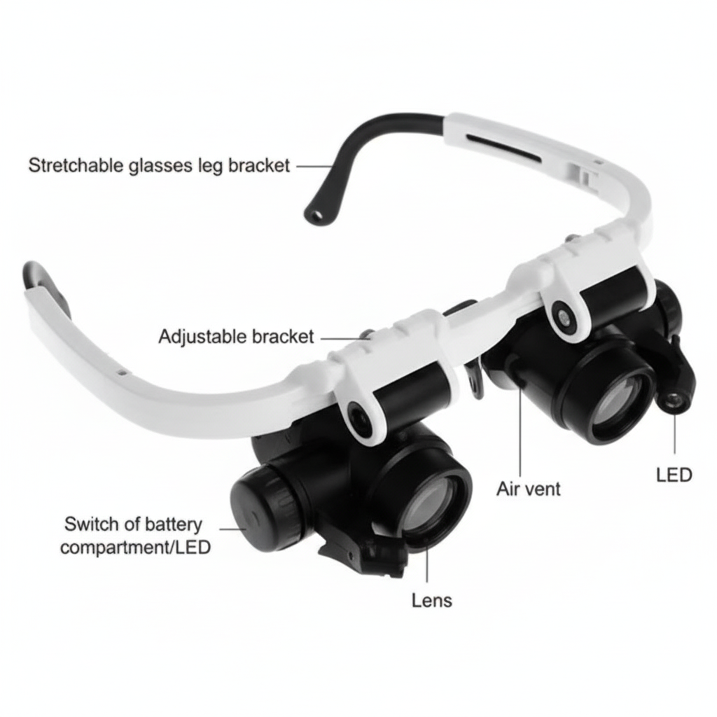 TDJ Kivora™ – Lunettes Loupe LED 8X de Précision